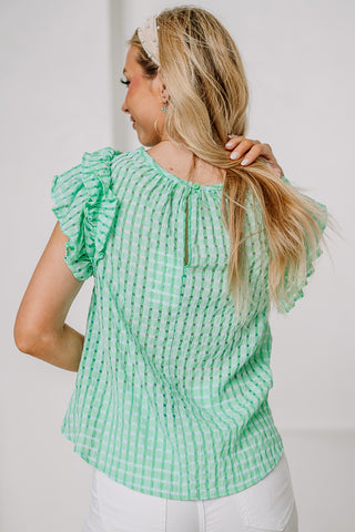 Woven In Love Plaid Top | Green