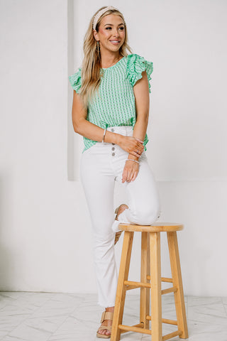 Woven In Love Plaid Top | Green