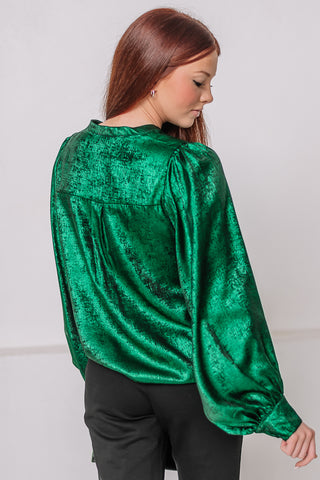 You Glow Girl Metallic Top | Hunter Green