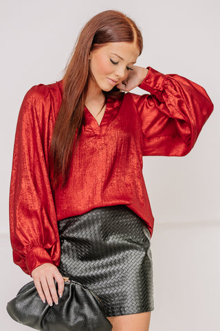 You Glow Girl Metallic Top | Red