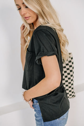 Zoie V Neck Top | Black