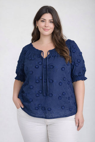 3D Embroidered Floral Top | Curvy