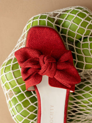 The Ginny | Cherry Textured Bow Slide