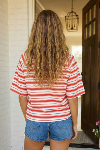 Striped Raglan Sleeve  Top