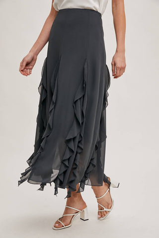 Chiffon Ruffled Maxi Skirt