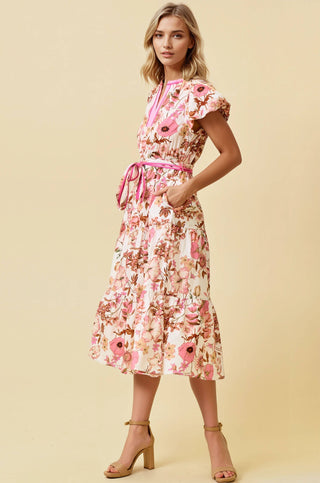Floral Tiered Midi Dress