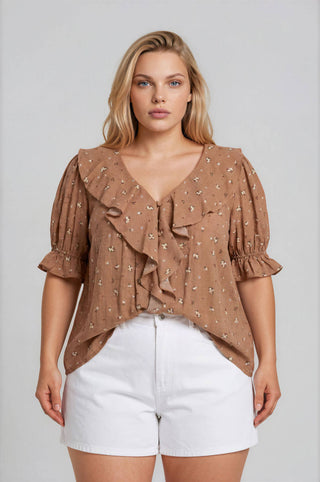 Floral Ruffled Top | Curvy