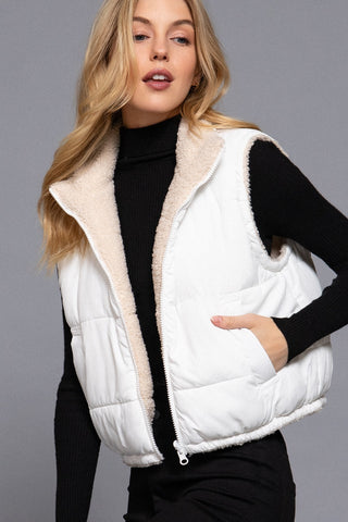 Reversible Fur Padded Cropped Vest