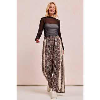 Lace Contrast Cheetah Track Pants