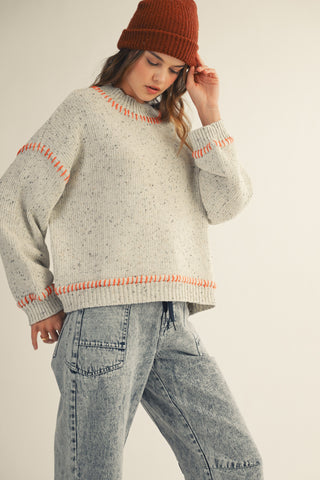 Stitched Relaxed Fit Sweater