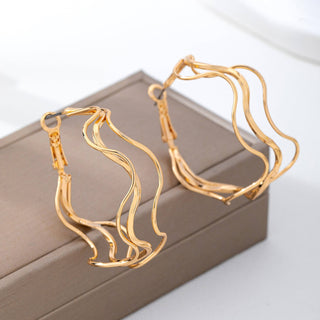 Textured Wavy Gold Hoop Earrings