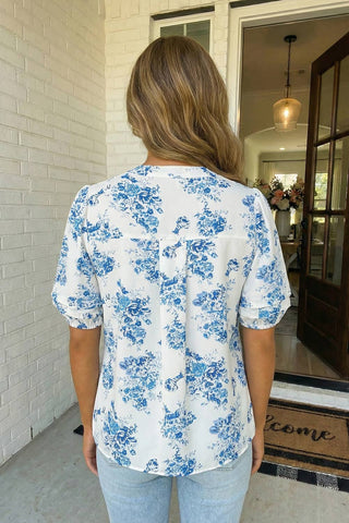 Floral Button Down Pleated Top