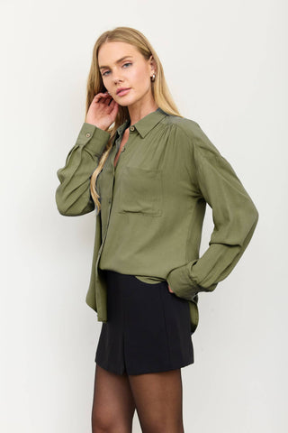 Relaxed Collared Button Down Top