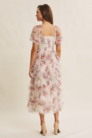 Garden Meandering Floral Midi Dress