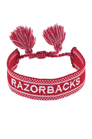 Arkansas Razorbacks Woven Tassel Bracelet in Red