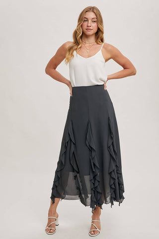 Chiffon Ruffled Maxi Skirt