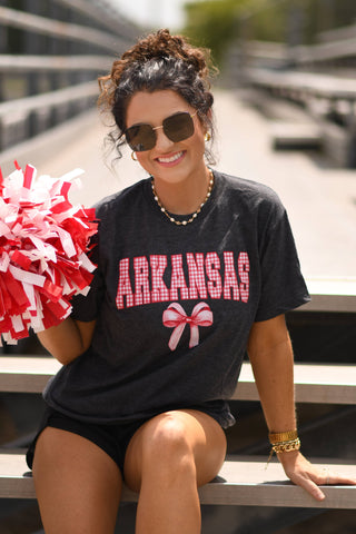 Arkansas Gingham Bow Graphic Tee