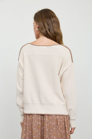 In Contrast Boat Neck Sweater