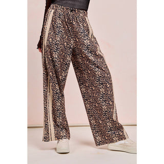 Lace Contrast Cheetah Track Pants