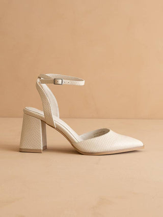 The Princess White | Pointed Toe Heel with Ankle Strap