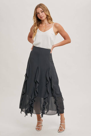 Chiffon Ruffled Maxi Skirt