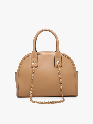 Beth Dome Satchel w/ Chain Strap: Tan