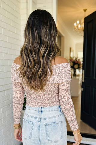 Leopard Ruched Off the Shoulder Top