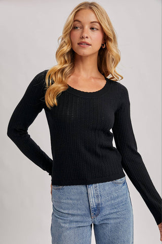 Long Sleeve Pointelle Top