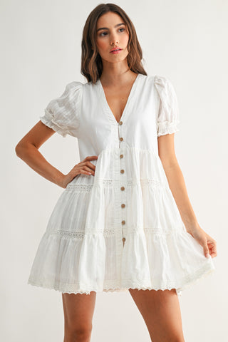 Crisp Linens Button Down Mini Dress