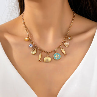 Coastal Seashells Charm Necklace