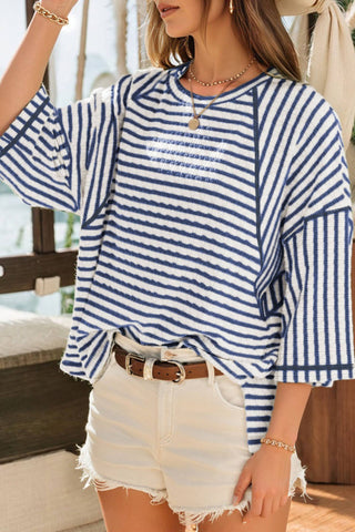 Textured Knit Half Sleeve Top