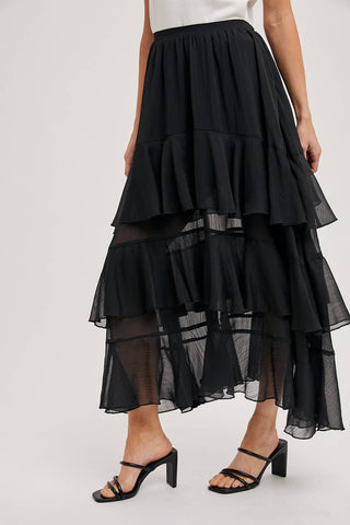 Tiered Ruffle Maxi Skirt