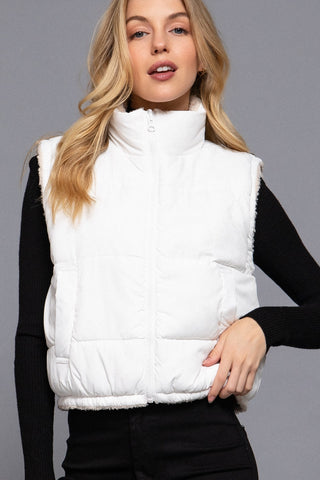Reversible Fur Padded Cropped Vest