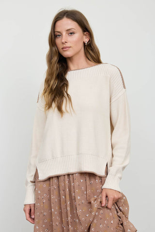 In Contrast Boat Neck Sweater