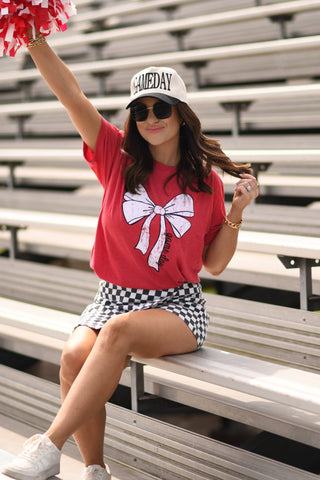 Red Game Day Bow Graphic Tee