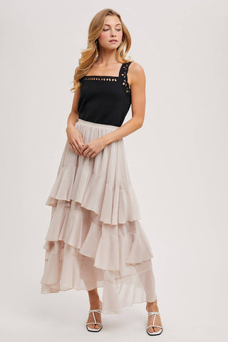 Tiered Ruffle Maxi Skirt