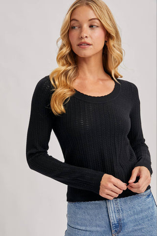 Long Sleeve Pointelle Top