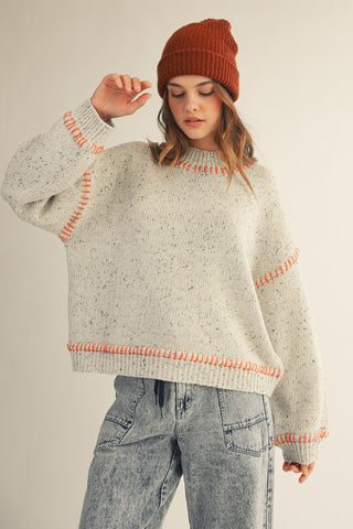 Stitched Relaxed Fit Sweater