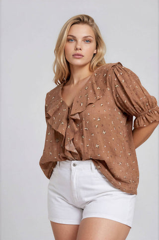 Floral Ruffled Top | Curvy