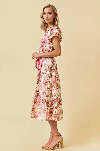 Floral Tiered Midi Dress