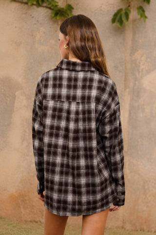 Collared Plaid Button Down Top