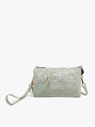 Riley Sequin Crossbody/Wristlet: Lt. Green