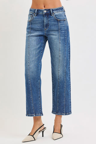 High Rise Crop Straight Jeans