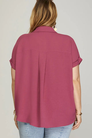 Mauve Out The Way Flowy Top (Curvy)