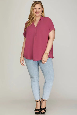 Mauve Out The Way Flowy Top (Curvy)