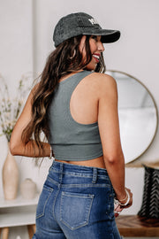 All Day Long Cropped Tank Top | Charcoal