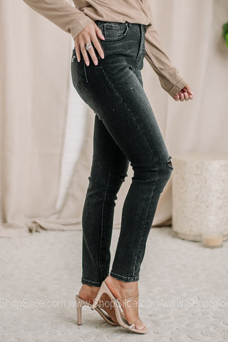 Get Recognized Black Distressed Skinny Jeans