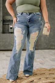 Just Move On Distressed Bootcut Jeans