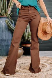 One Chance Fancy Bell Bottom Jeans | Brown