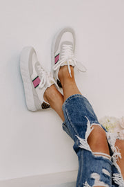 Speedy Striped Sneaker | Pink Mix